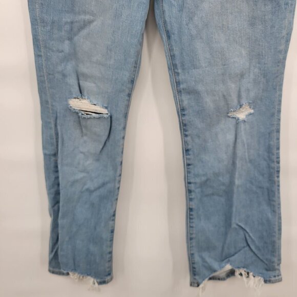 Uniqlo Women Blue 10" High Waisted Distressed Raw Hem Stretch Jeans Size 27 - Picture 3 of 11